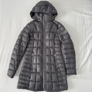 Micheal Kors Grey Down Fill Puffer Jacket with Detachable Hood